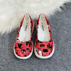 Halloween Colorful Elements Print Low Top Sport Flat Shoes