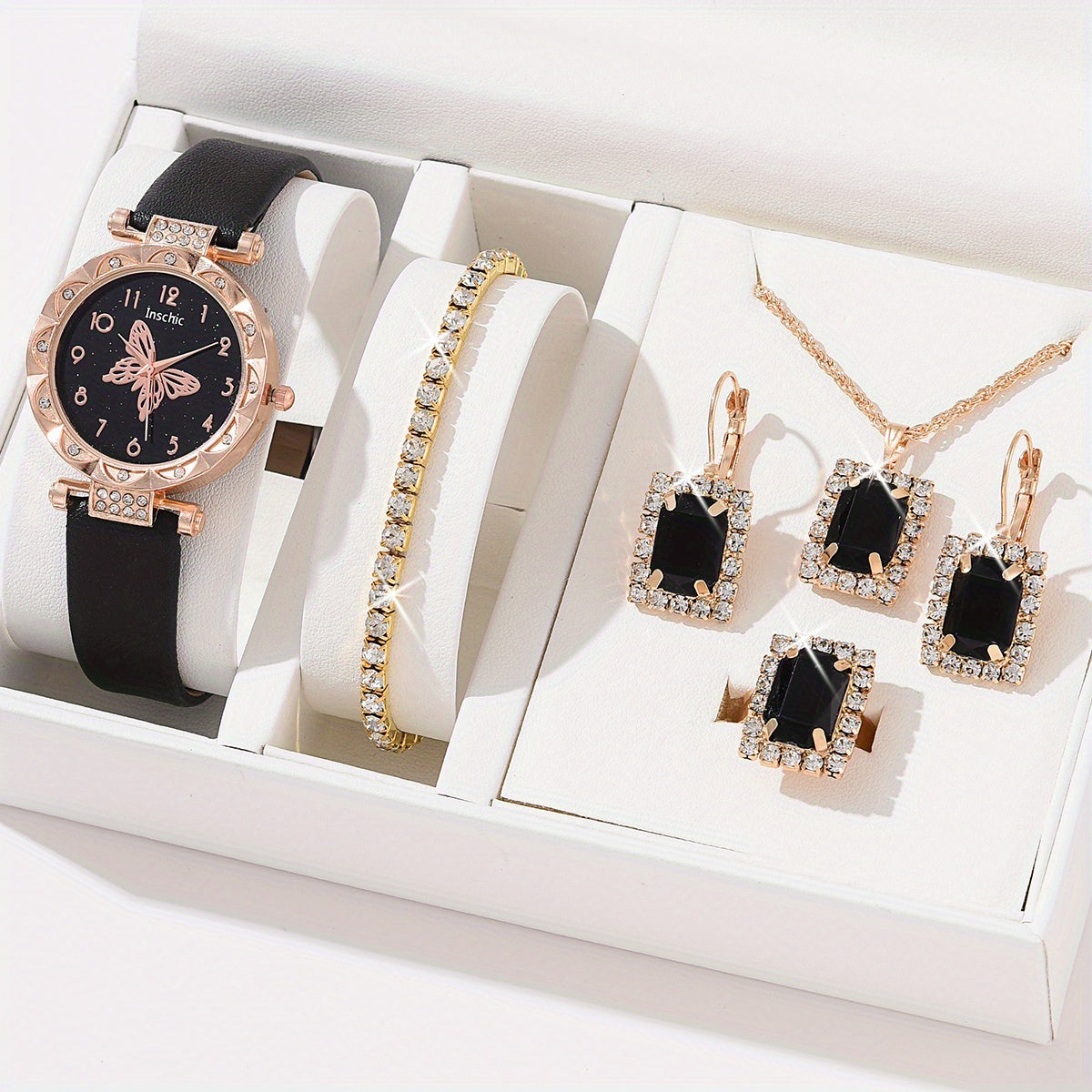 Butterfly Quartz Watch & Jewelry Set for Girls