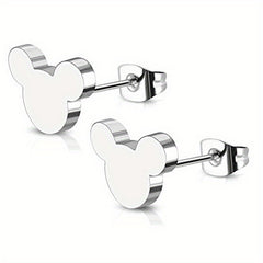 Small Mouse Stud Earrings For Kids Hypoallergenic Stainless Steel