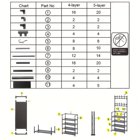 59 Standing Coat Rack With 4 Storage Shelves & 8 Hooks