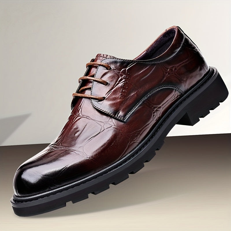Men's Almond Toe Derby Lace-Up Office Dress Shoes