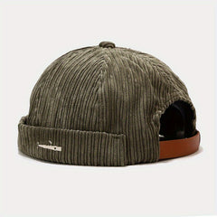 Cotton Brimless Beanie Cap Corduroy Sailor Hat Small Fish Pattern Unisex
