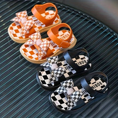 Plaid Open Toe Baby Sandals Lightweight Breathable