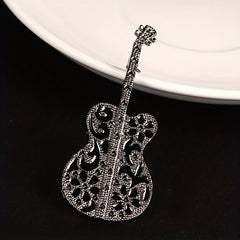 Men's Vintage Guitar Violin Brooch Instrument Pin Badge
