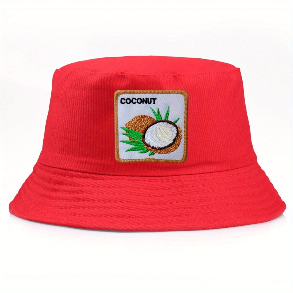 Coconut Embroidered Bucket Hat Unisex Sunshade Reversible Cap