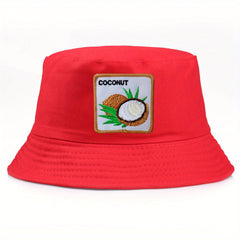 Coconut Embroidered Bucket Hat Unisex Sunshade Reversible Cap