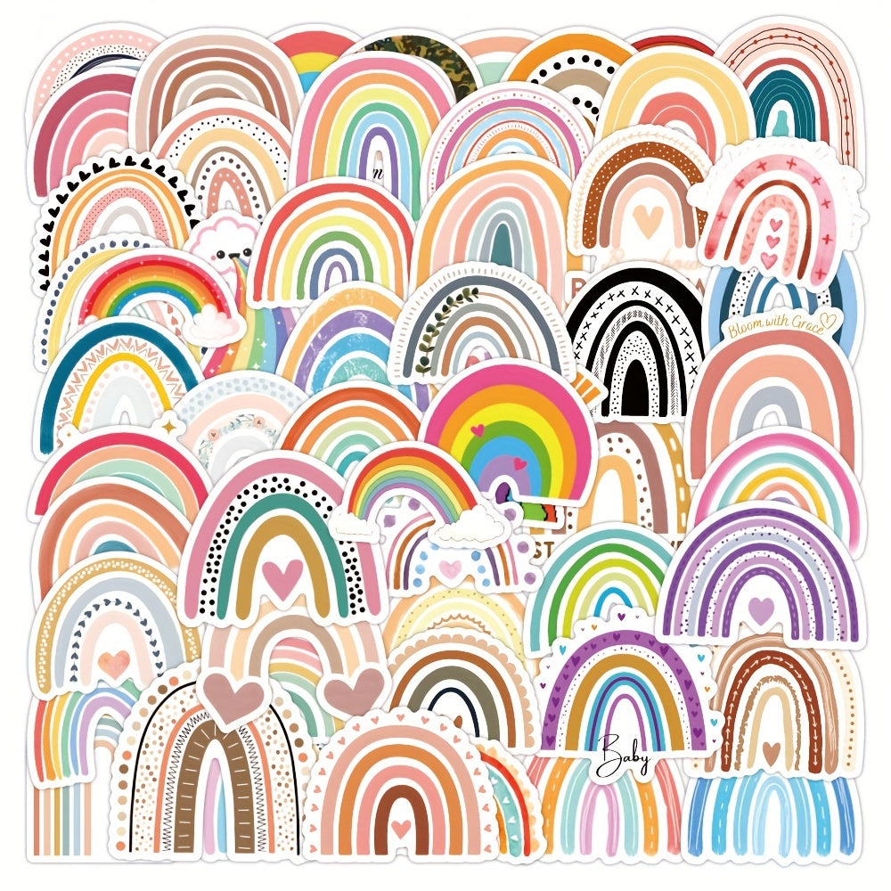 60pcs Cartoon Rainbow Vinyl Stickers for Scrapbooking Laptops Water Bottles