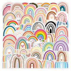 60pcs Cartoon Rainbow Vinyl Stickers for Scrapbooking Laptops Water Bottles