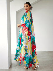 Boho Tie Dye Batwing Beach Cover Up