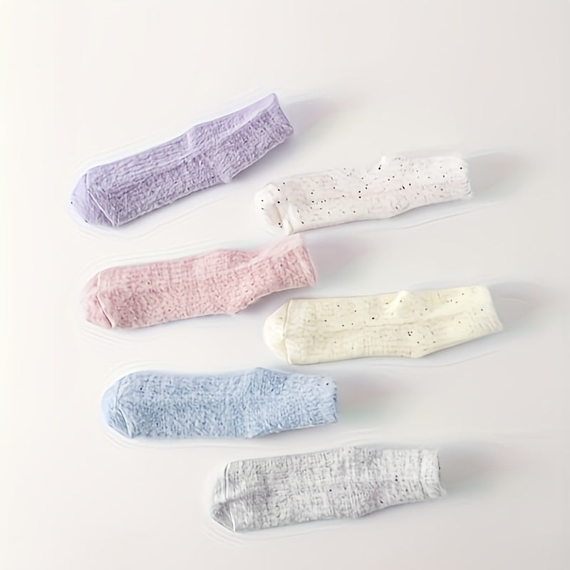 6 Pairs Fuzzy Crew Socks Women's Stockings Warm Mid Tube Soft Comfy Hosiery