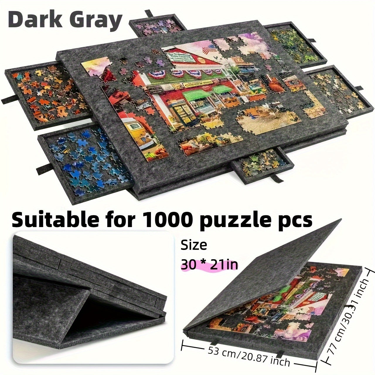 Portable Puzzle Board Set with 6 Drawers and Lid - Holds Up to 1000pcs