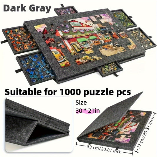 Portable Puzzle Board Set with 6 Drawers and Lid - Holds Up to 1000pcs