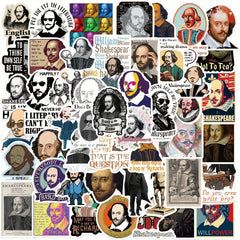 50pcs Shakespeare Portrait Graffiti Stickers Laptop Suitcases Water