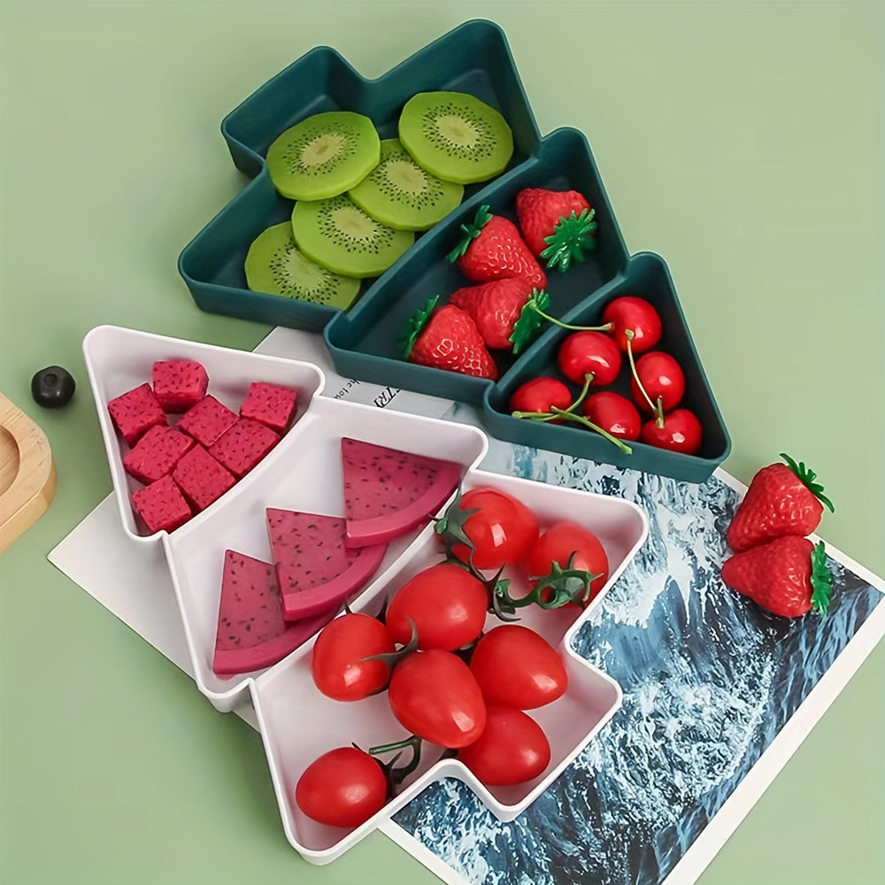 2pcs Christmas Tree Fruit Plate Divided Storage Pallet Creative Snack Candy