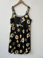 Sunflower Print Cut Out Tie Front Cami Dress Women's Plus