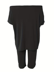  Funny Lip & Letter Print Tunic Top & Shorts Set