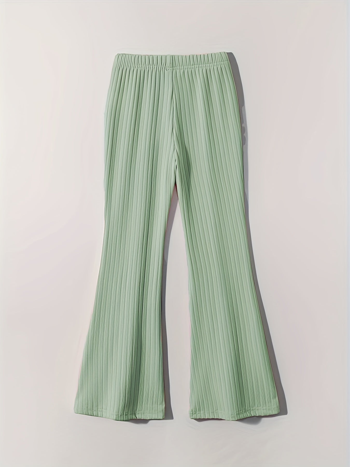 Girls Ribbed Knit Flare Leg Pants High Waist Kids Spring Summer Clothes