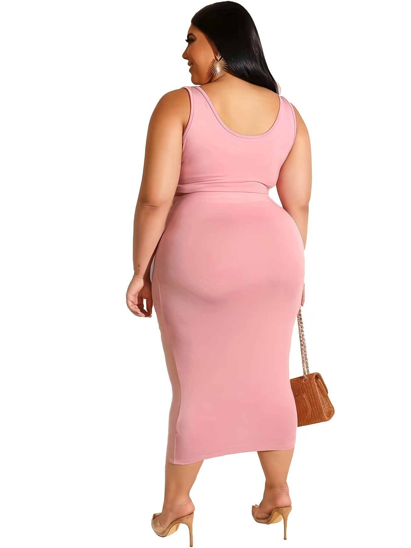  Solid Crop Tops & Pencil Skirt Set Women's Slight Stretch 2pcs Outfits