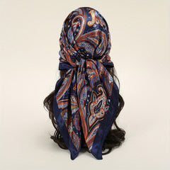 Boho Phoenix Tai Print Bandana Satin Shawl Silk Square Scarf
