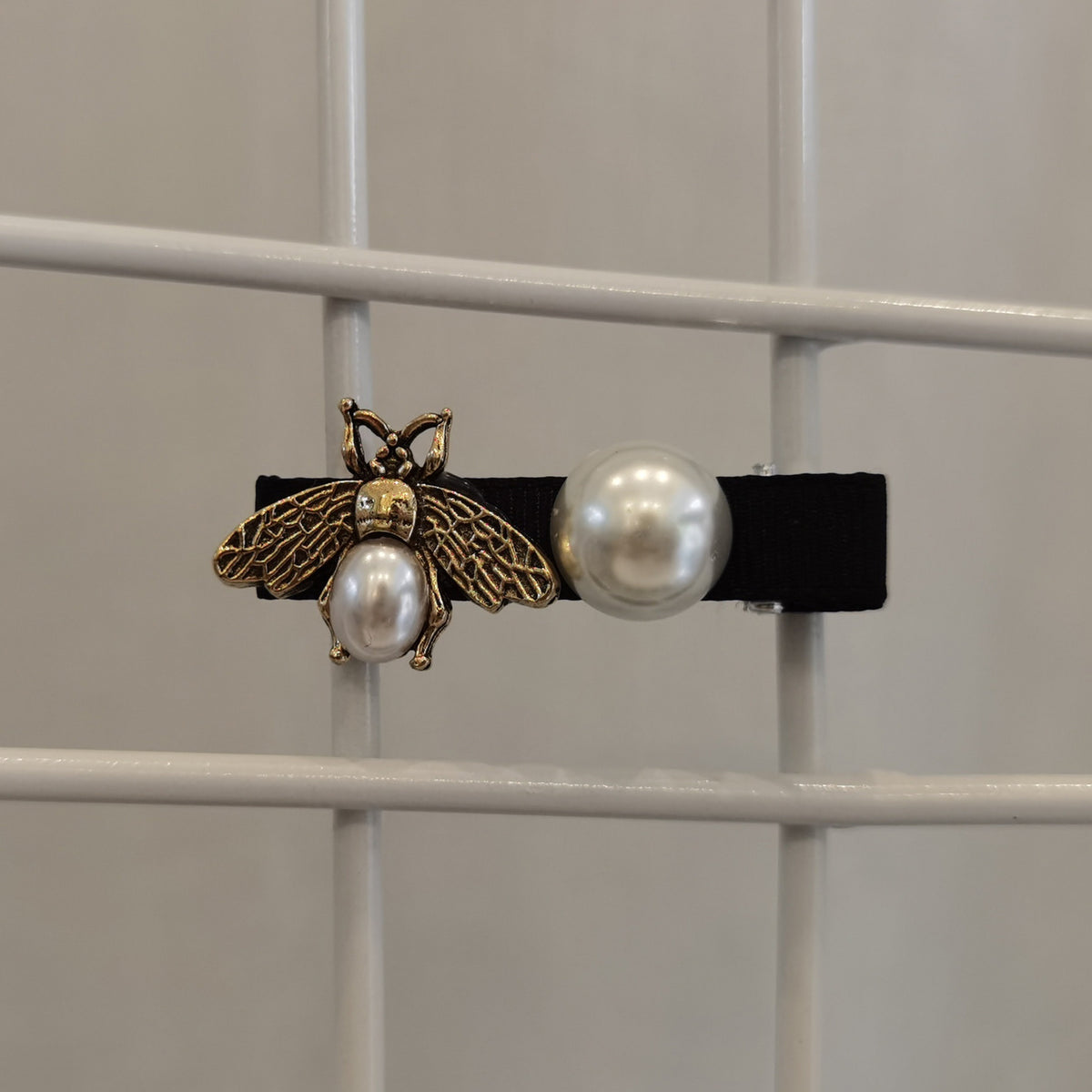 Vintage Bee Hair Clip with Faux Pearl Accent