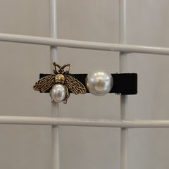 Vintage Bee Hair Clip with Faux Pearl Accent