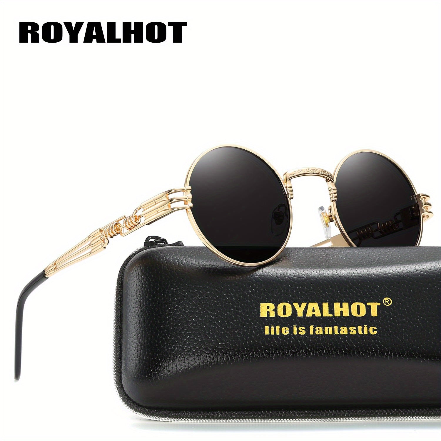 RoyalHot Round Metal Polarized Sunglasses