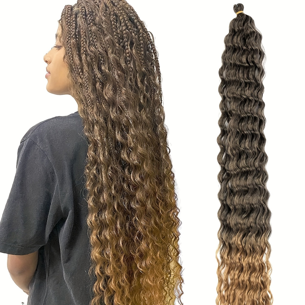 Long Curly Crochet Hair Blonde Wavy Deep Wave 1 Pack