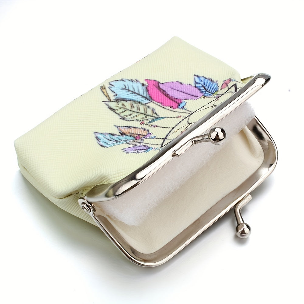 Leaf Pattern Coin Purse Bag Kiss Lock Key Bag Birthday Gift
