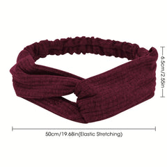 Solid Fabric Elastic Headband Button Hair Band Turban for Yoga Sports