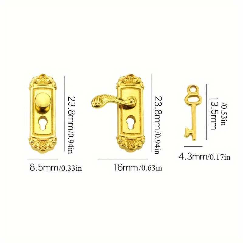 2pcs Dollhouse Retro Door Handle Mini Door Lock