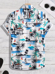 Men's Leaf Pattern Button Up Shirt