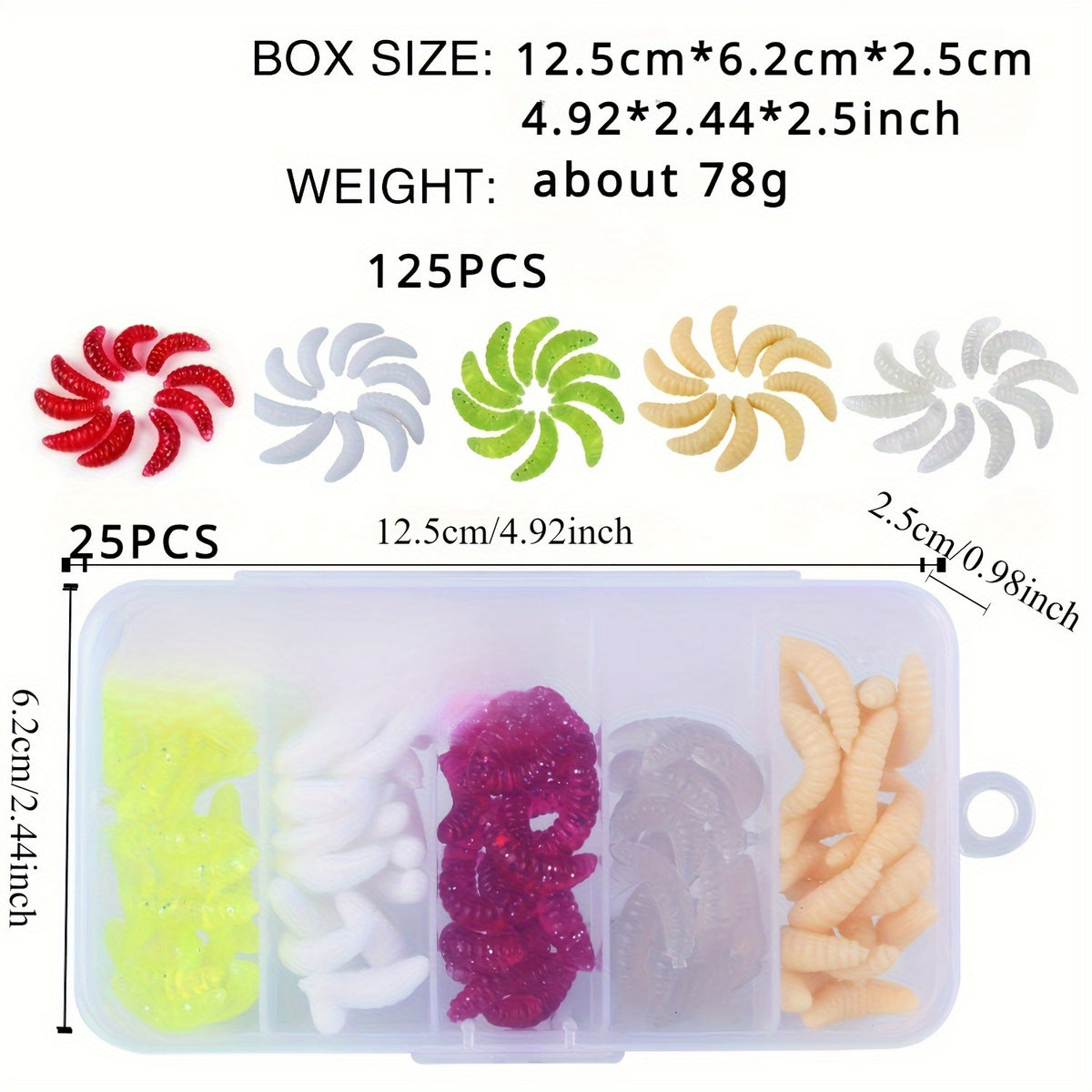 125pcs Bionic Soft Worm Floating Soft Lure For Trout Fishing