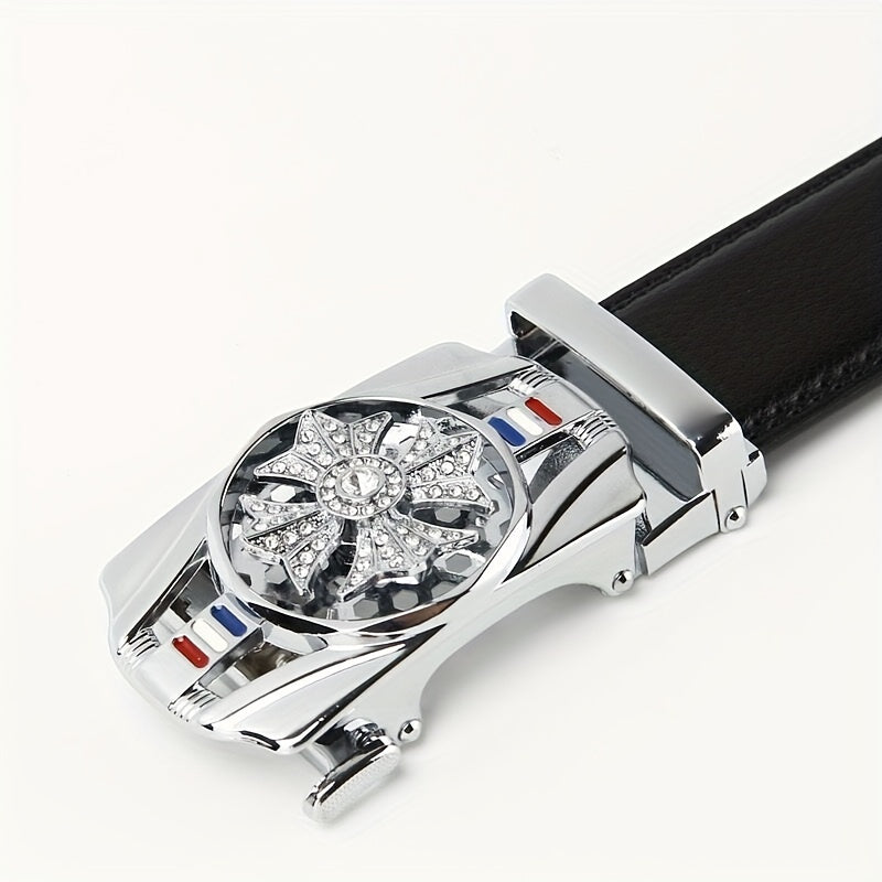 Men's Automatic Buckle Belt PU Leather Business Suit Waist Strap