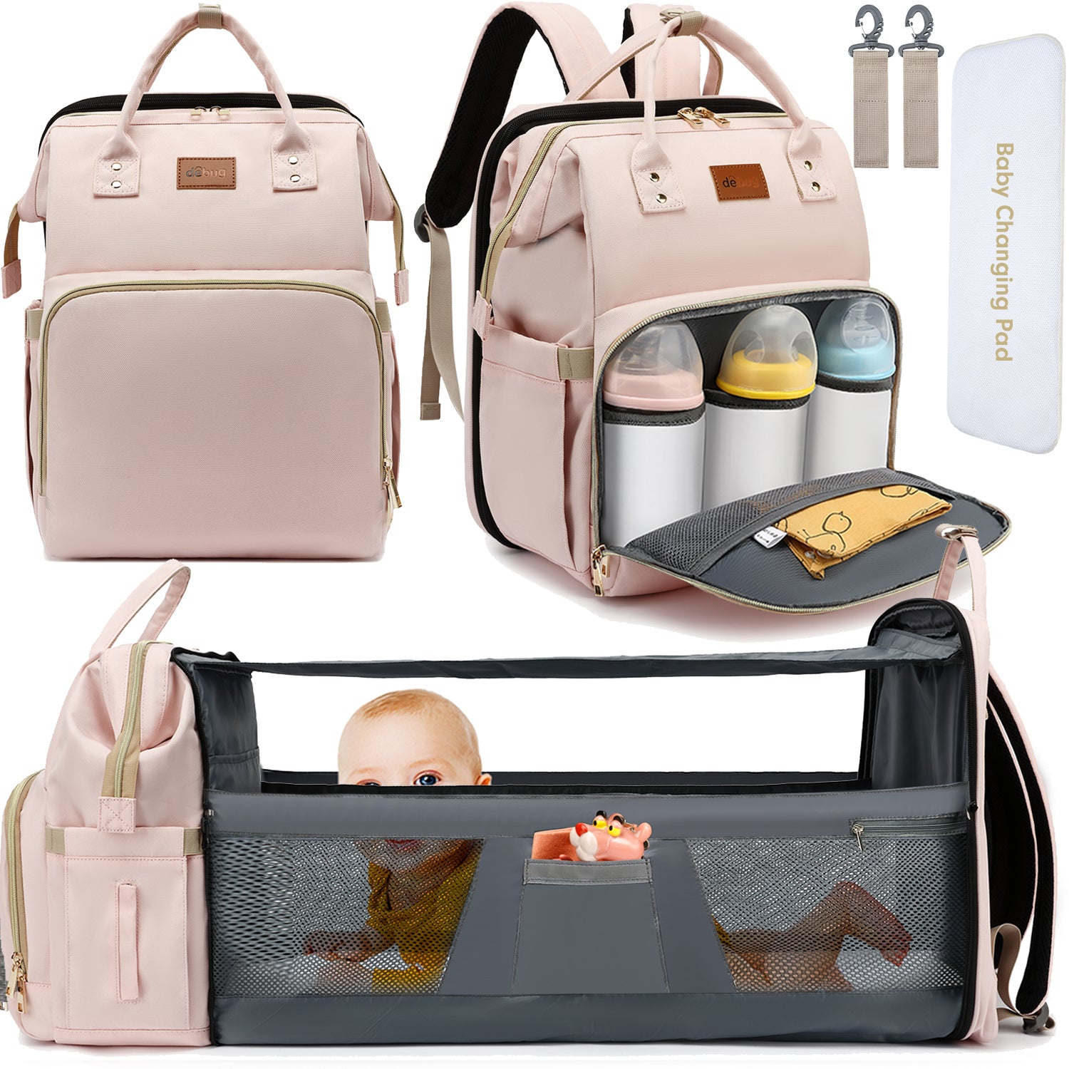 Baby Diaper Bag Backpack With Changing Station 30L Dual Use Baby Bag For Mom