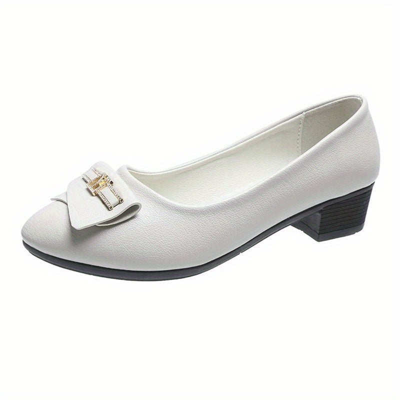 Women's Block Heel Court Pumps Soft Sole Slip On Low Heels
