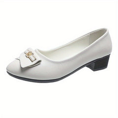 Women's Block Heel Court Pumps Soft Sole Slip On Low Heels