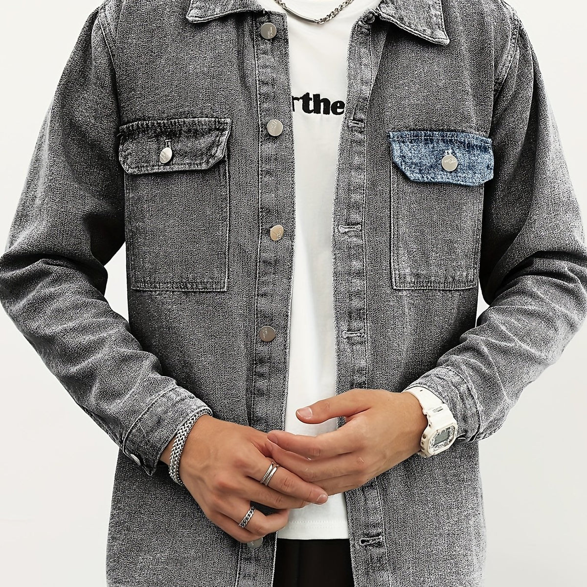 Men's Casual Denim Jacket Button Up Street Style