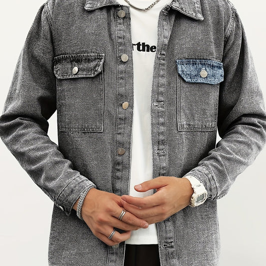 Men's Casual Denim Jacket Button Up Street Style