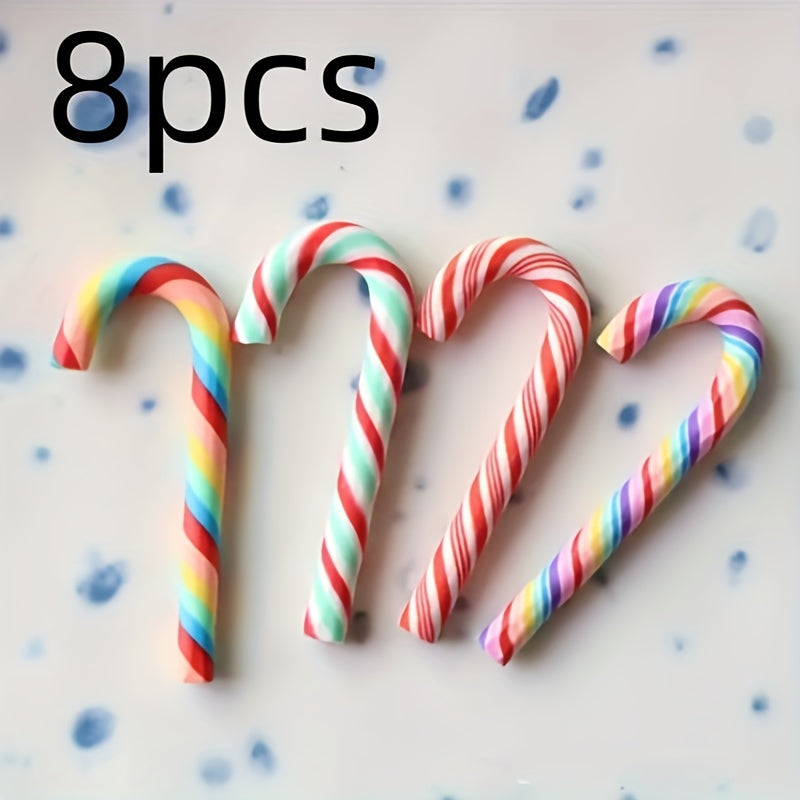 8pcs Christmas Candy Canes Rainbow Candy Decoration Supplies