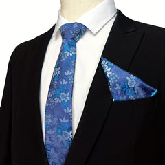 Men's Flower Print Tie & Pocket Towel Set Business Wedding Daily Accessories