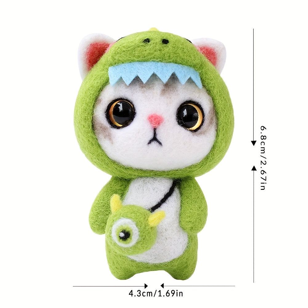 DIY Animal Needle Felting Starter Kit Plush Cat Doll Wool Material