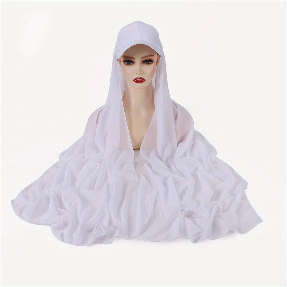 Chiffon Scarf Baseball Cap 2 Piece Set Breathable Sun Proof Hat
