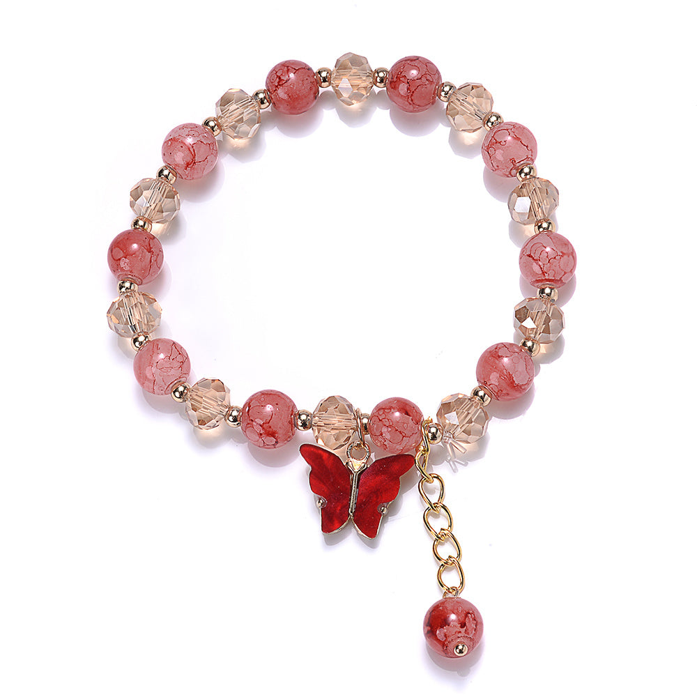 Beaded Butterfly Charm Bracelet Glass Sweet Jewelry Gift Yoga Meditation