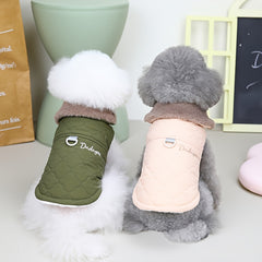 Plush Collar Dog Warm Coat for Autumn and Winter
