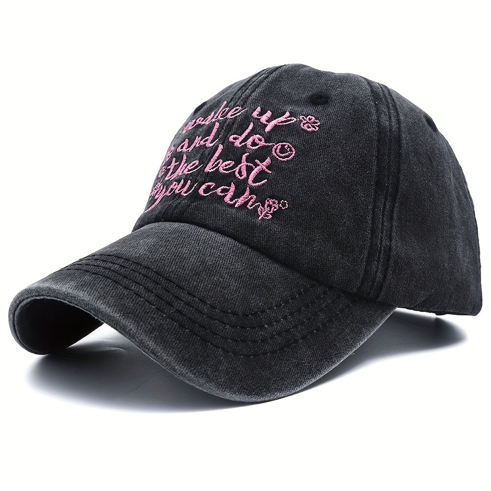 Vintage Letter Embroidered Baseball Cap Washed Distressed Dad Hat