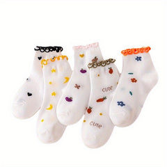 Kids Cartoon Flower Pattern Crew Socks