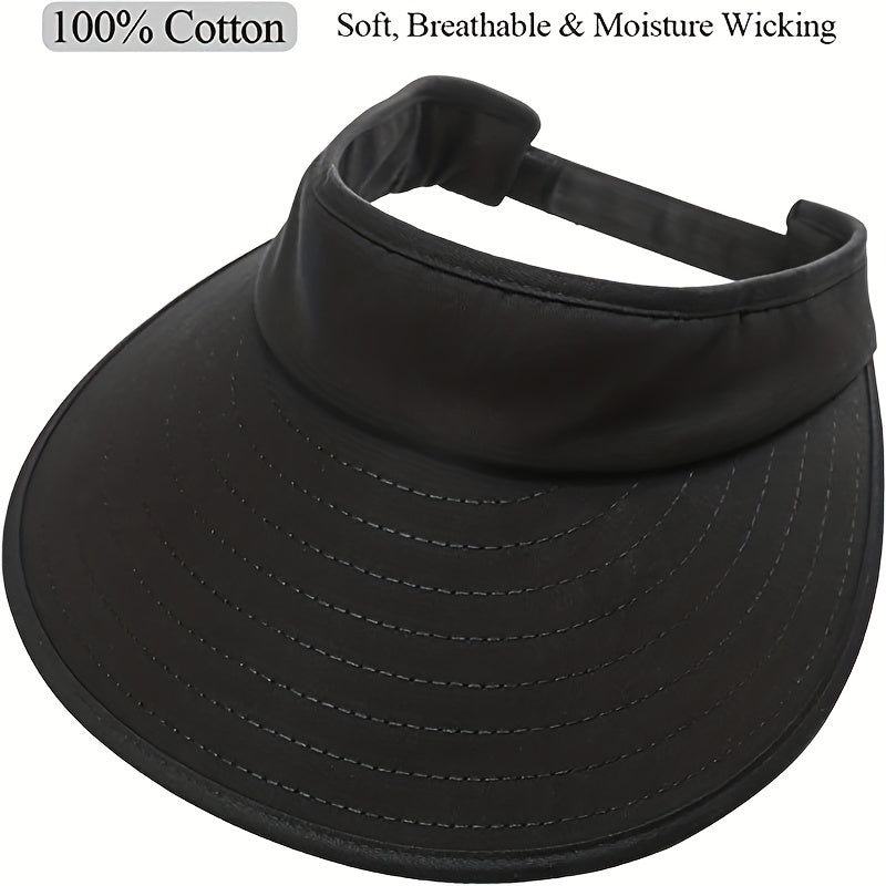 Solid Ponytail Visor Hat UV Protection Sports Beach Cap