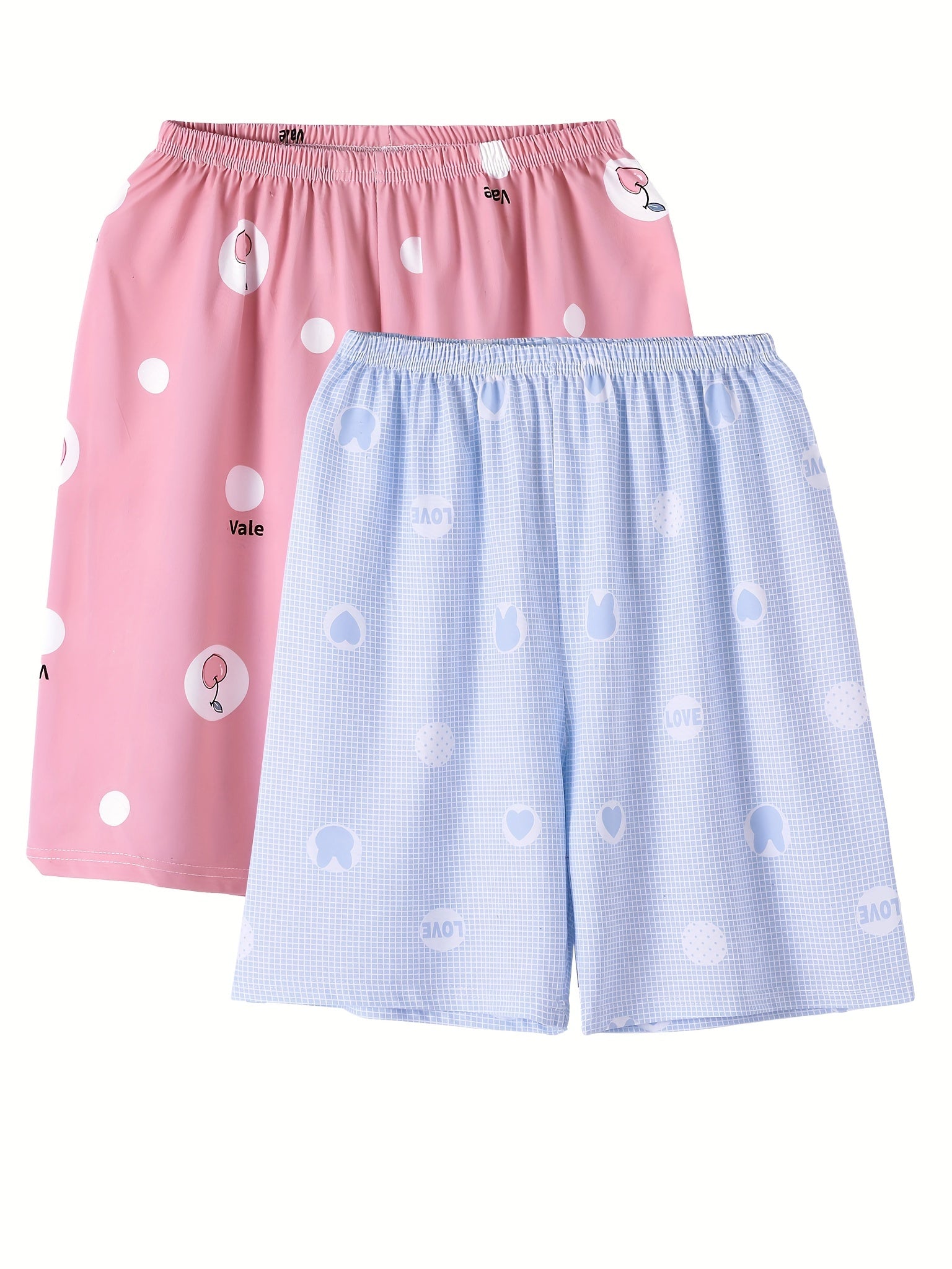2 Pack Women's Plus Size Peach & Rabbit Print Pajama Bottoms Set