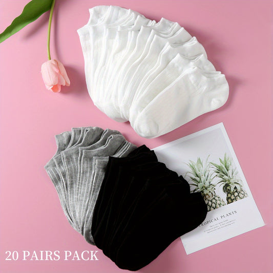 20 Pairs Soft Lightweight Low Cut Ankle Socks Women's Stockings & Hosiery