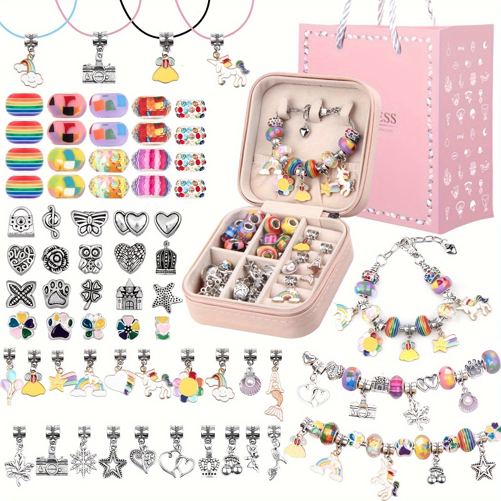 Mermaid Charm Bracelet Making Kit for Girls DIY Beaded Jewelry Making